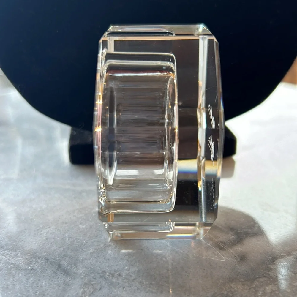 Oleg Cassini crystal tea light holder 8 sided signed glass  perfect condition.